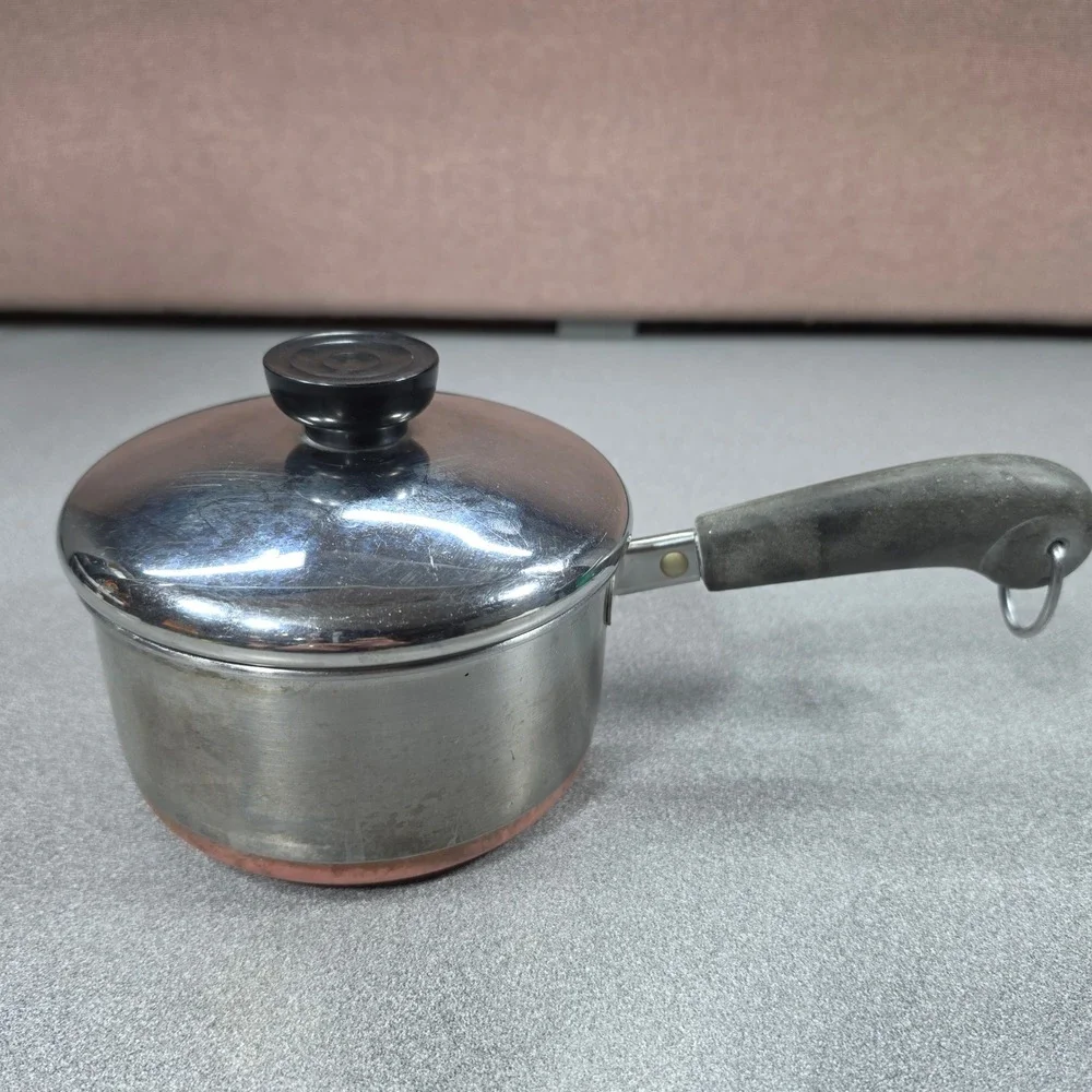 Revere Ware Saucepan 1 Qt Silver Good Copper Bottom 1801 Rome NY USA with Lid